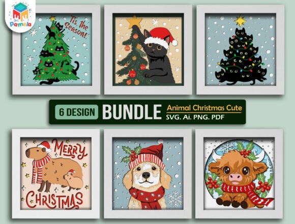 Animal Christmas Shadow Box SVG Bundle: Crafting Joy with Cuteness