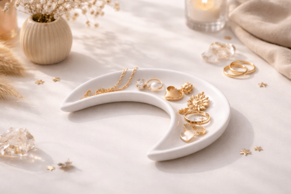 Crescent Moon Trinket Dish STL: A Blend of Function and Celestial Design