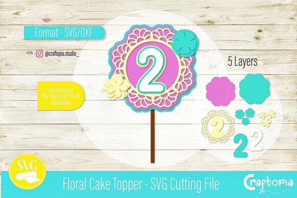 Floral Cake Topper SVG: Elevate Birthday Celebrations with Custom Craft Designs