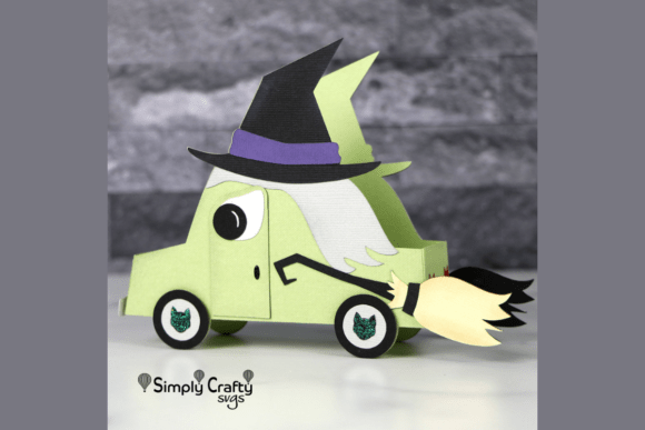 Halloween Witch Car Treat Box SVG: A Magical Design Asset