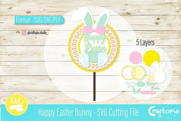 Happy Easter Bunny Cake Topper SVG File: A Versatile Choice for Festive Crafting