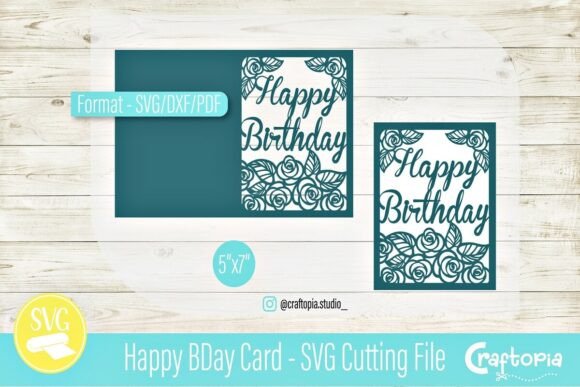 Happy Floral BDay Card β SVG Cut File