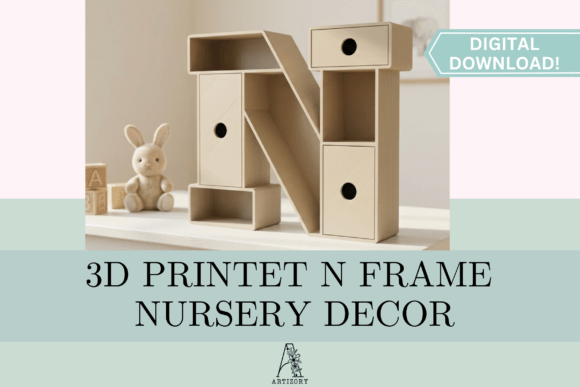 Letter N Shelf Organizer STL: Stylish and Functional 3D Printing for Home and Office
