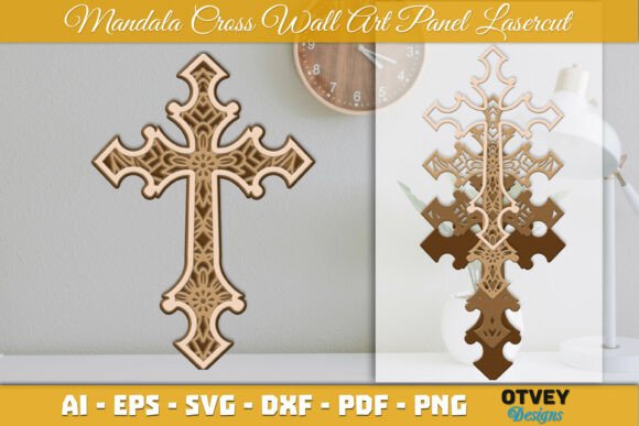 Mandala Cross Wall Art Panel