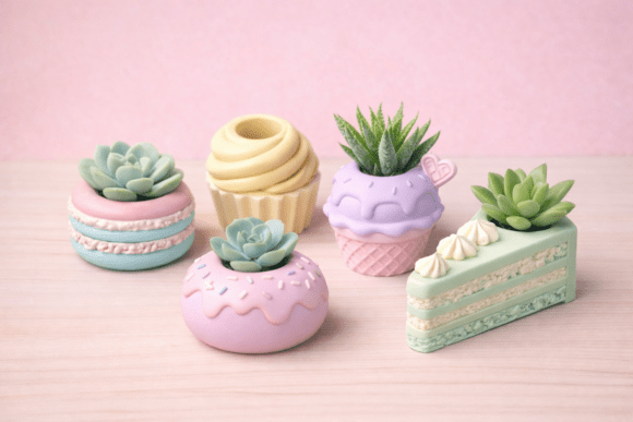 Mini Dessert Planter Set STL Bundle: Creative 3D Prints for Plant Lovers