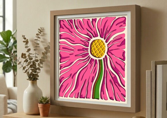 Pink Coneflower Echinacea Shadow Box SVG: A Layered Design for Creative Projects